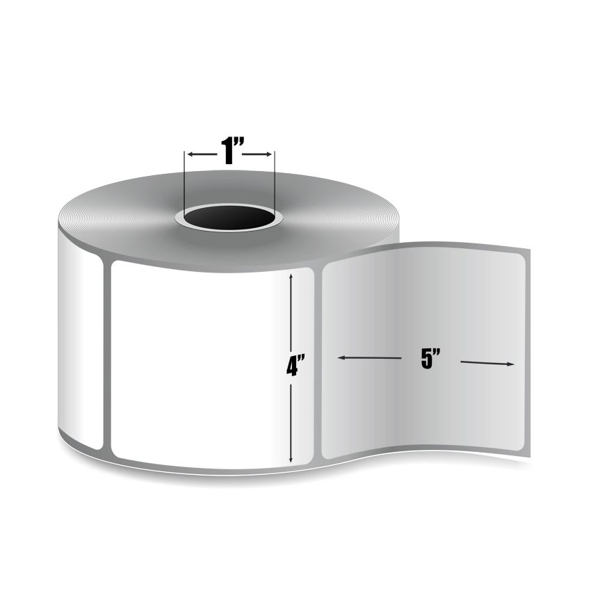 4" x 5" White - Thermal Transfer Labels - 1" Core