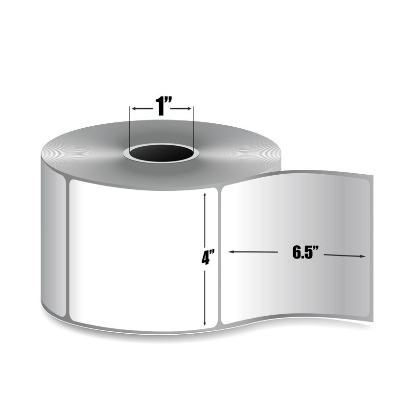 4" x 6.5" White - Direct Thermal Labels - 1" Core