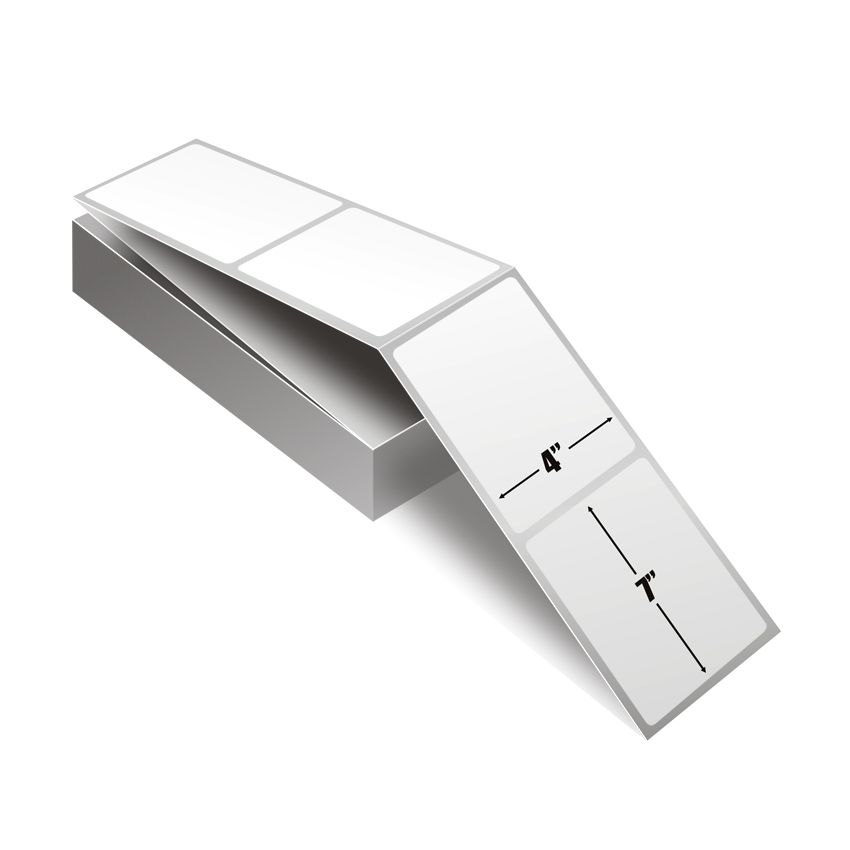 4" x 7" White - Thermal Transfer Labels - Fanfold