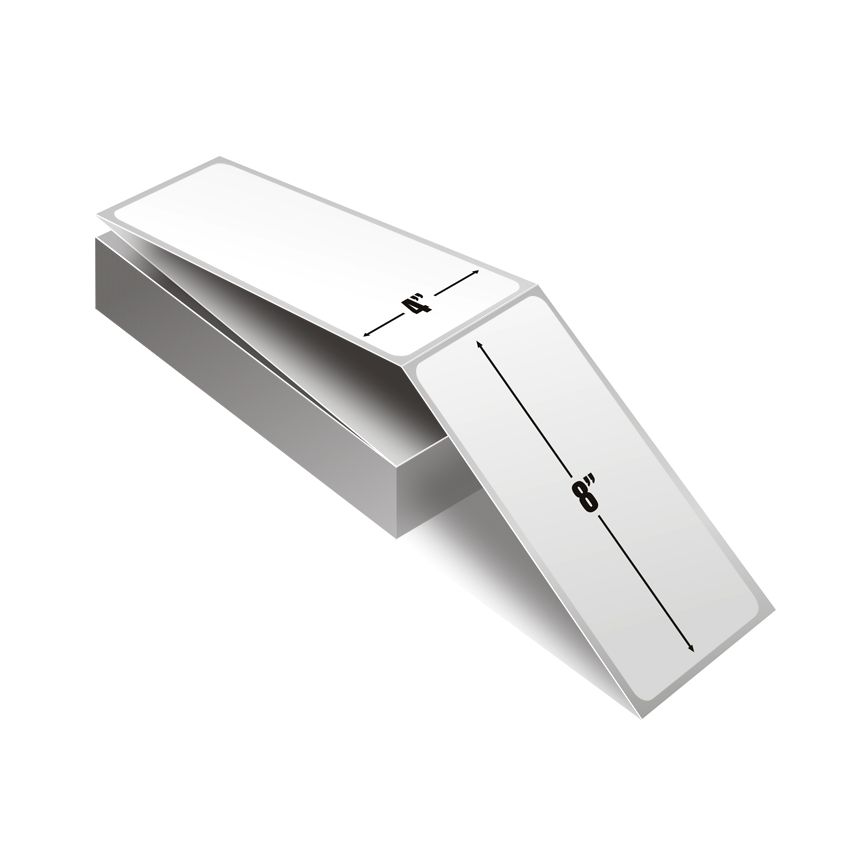 4" x 8" White - Direct Thermal Labels - Fanfold