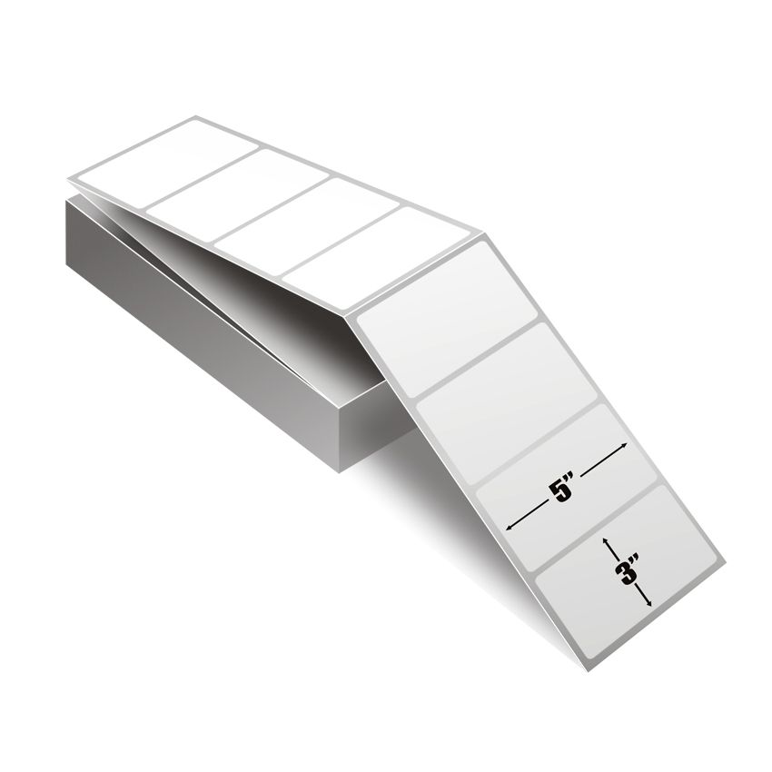 5" x 3" White - Thermal Transfer Labels - Fanfold