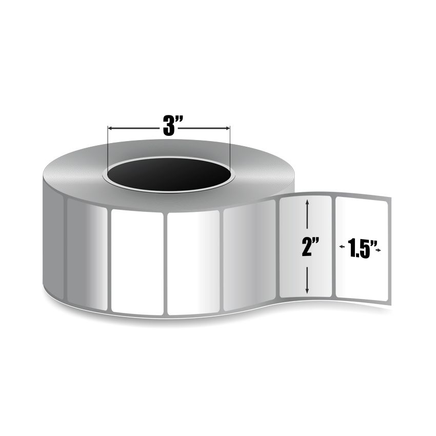 2" x 1.5" White - Direct Thermal Labels - 3" Core