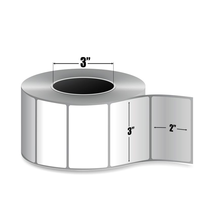 3" x 2" White - Direct Thermal Labels - 3" Core