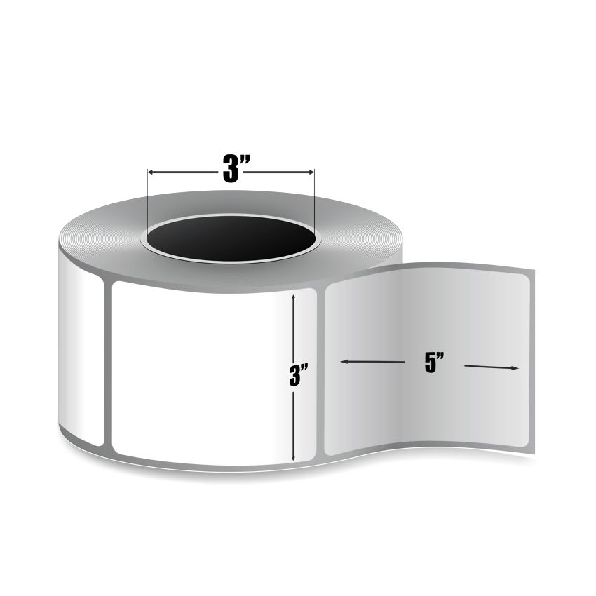 3" x 5" White - Direct Thermal Labels - 3" Core