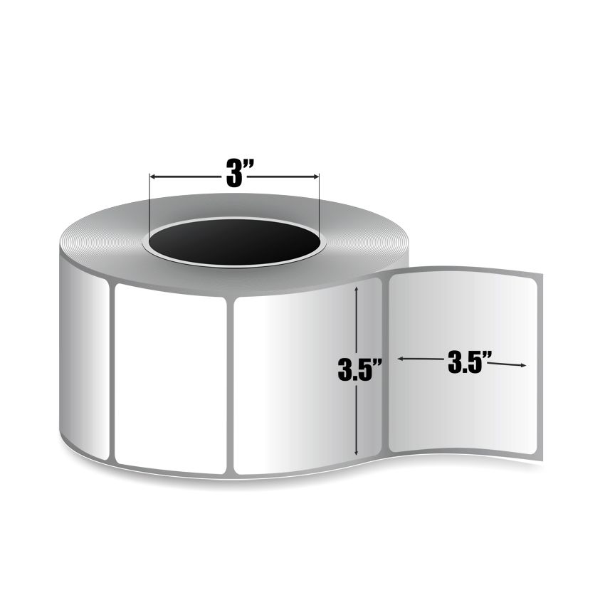 3.5" x 3.5" White - Thermal Transfer Labels - 3" Core