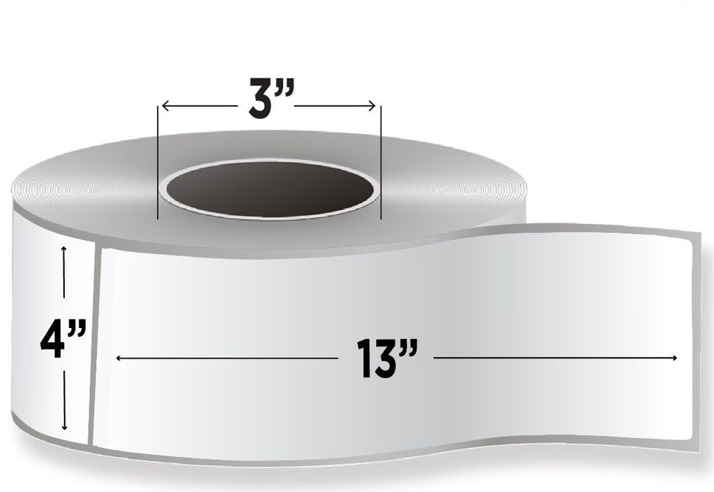 4" x 13" White - Direct Thermal Labels - 3" Core / 12" Outer Diameter (No Perf)