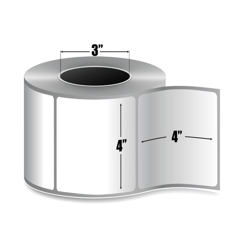 4" x 4" White - Direct Thermal Labels - 3" Core