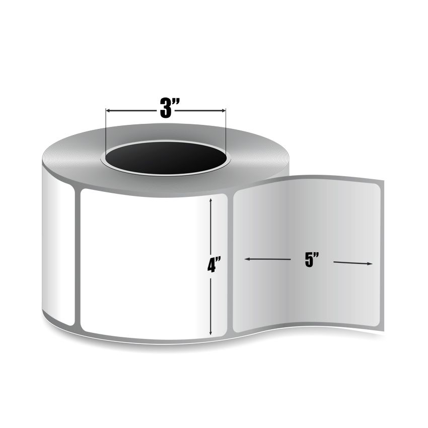 4" x 5" White - Direct Thermal Labels - 3" Core