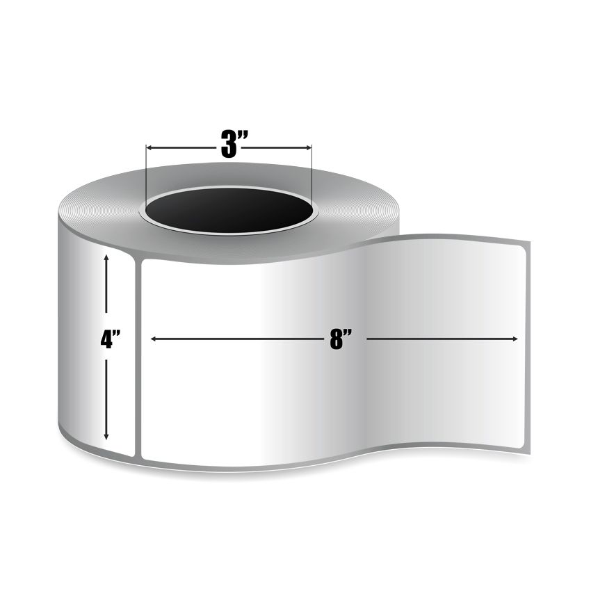 4" x 8" White - Thermal Transfer Labels - 3" Core