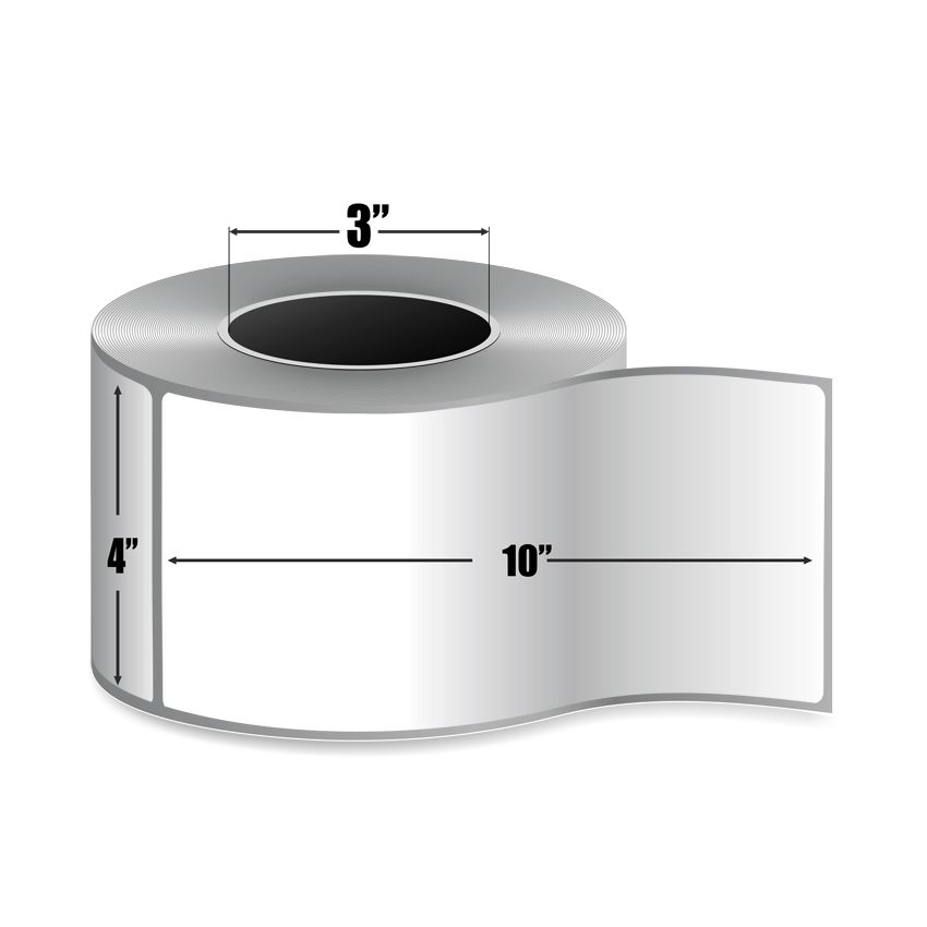 4" x 10" White - Direct Thermal Labels - 3" Core