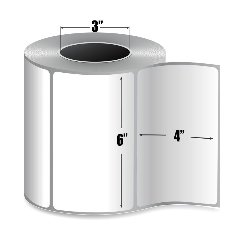 6" x 4" White - Thermal Transfer Labels - 3" Core