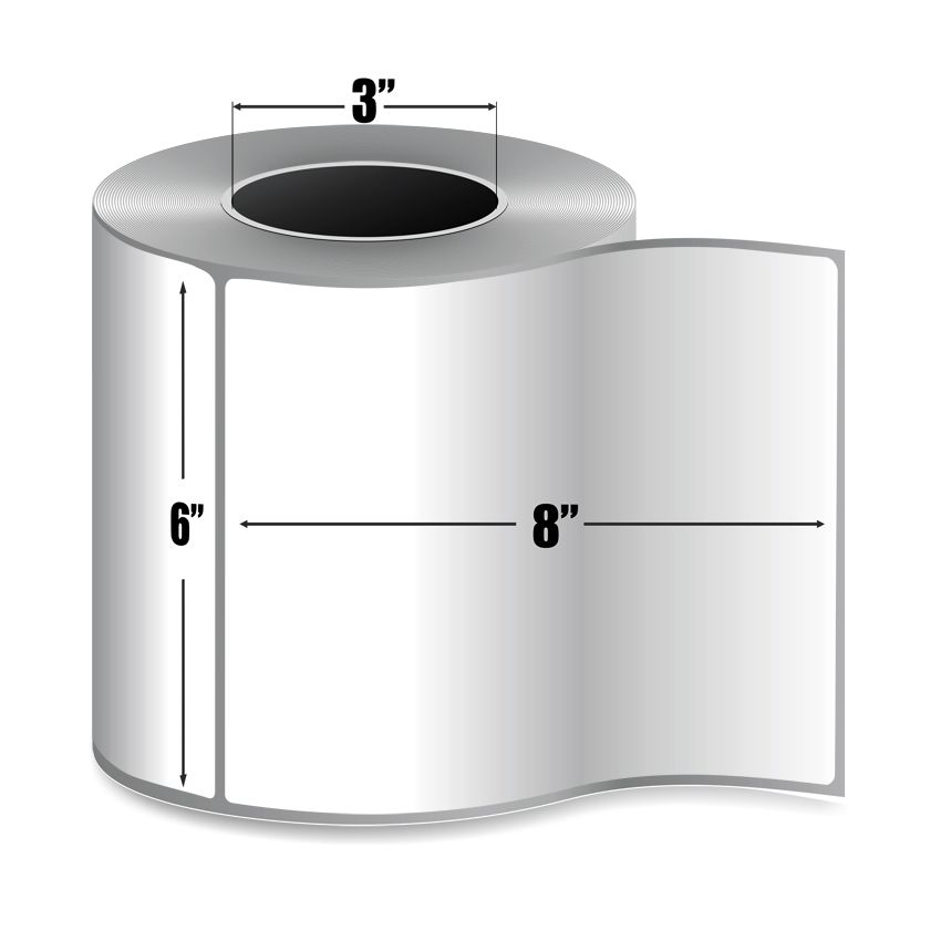 6" x 8" White - Thermal Transfer Labels - 3" Core